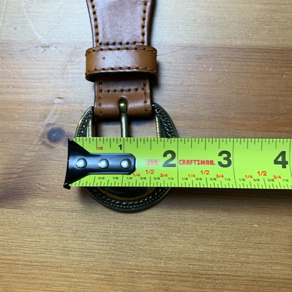 Western or Bohemian Brown leather belt with bronze medallions and buckle - Picture 6 of 8